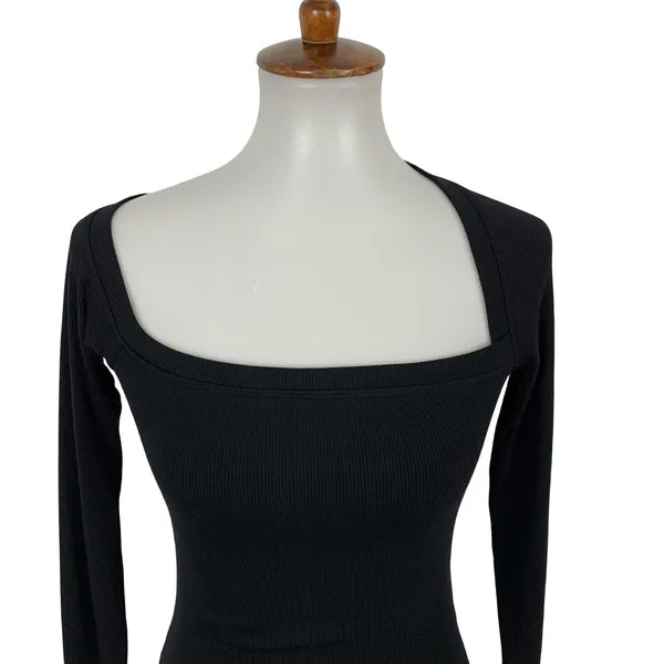 Alix NYC Bodysuit Medium Black Long Sleeve Slim Fit Sexy Club Minimal - Image 2