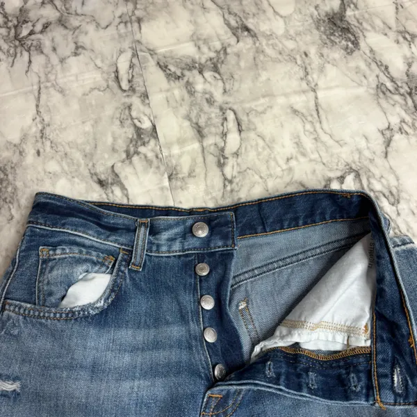 7 for all Mankind Distressed button fly high rise denim jeans straight leg 25 - Image 4