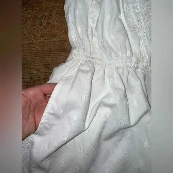 American Eagle Outfitters Eyelet Ruffle White Backless Romper - Image 5