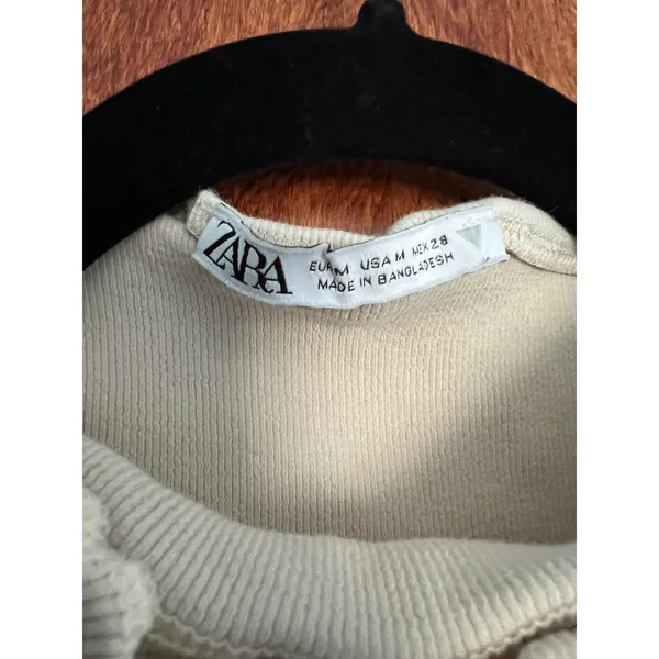 Zara Ribbed Mock Neck Tank Top Womens Medium Cream Sleeveless Knit Basic - Image 2