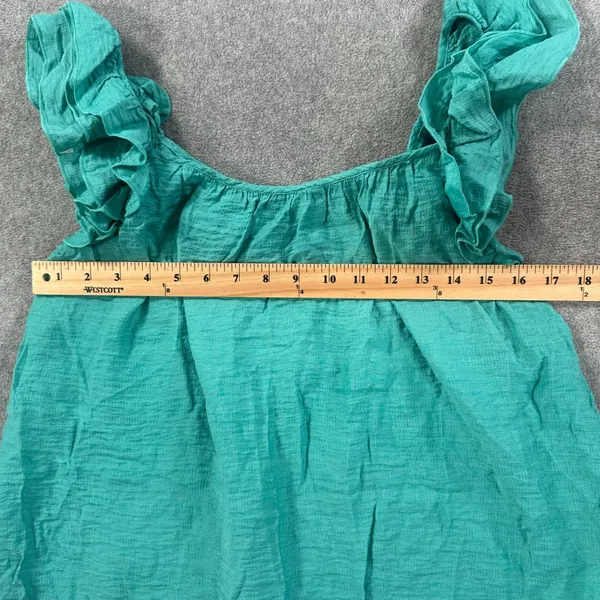Express Ruffle Strap Tank Top Women's Large Gauzy Sleeveless Turquoise - Image 3