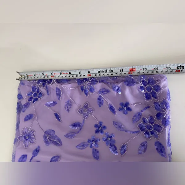 Lavender Purple Sequin Floral Mesh Tube Top Y2K Fairycore Size M - Image 7