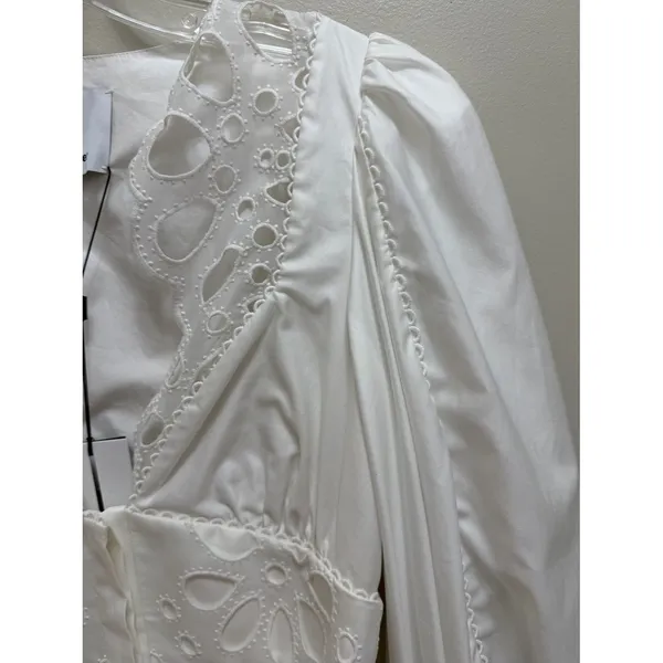 Acler Vicount Dress Embroidered Eyelet Dress Ivory White Size 6 NWT NEW - Image 7