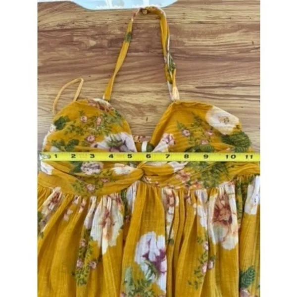 Free People Mustard Floral Halter High-Low Tunic Top XS - Image 6