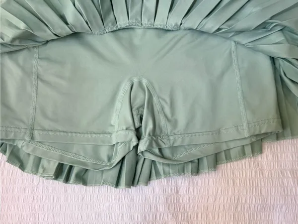Gold Hinge Pleated Mint Green Women's Skirt - Image 4
