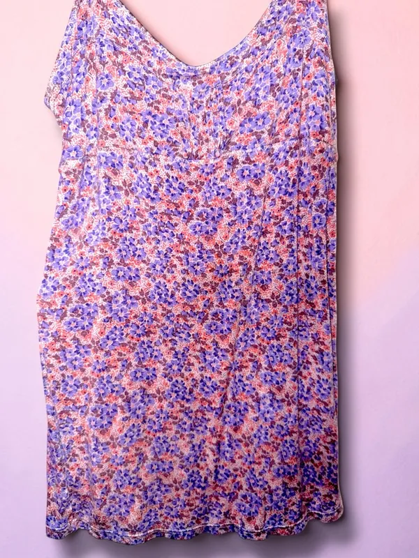 Free People-Vintage Y2K Pink & Purple Floral Bodycon Spaghetti Strap-Size S - Image 4
