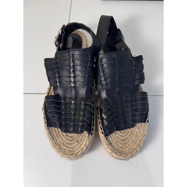 Rebecca Minkoff Espadrille Platform Sandals Women‎ 7.5 Leather Woven Minimalist - Image 2