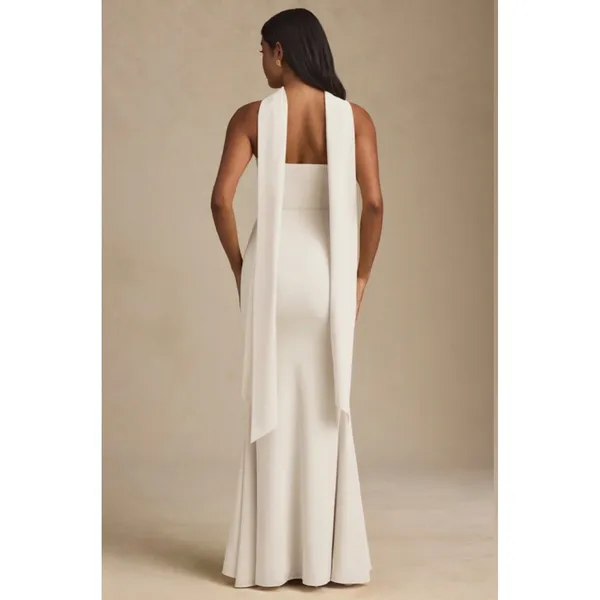 Oh‎ Polly Imogene Ivory Strapless Scarf Detail Maxi Gown NWT Size US 0 - Image 11