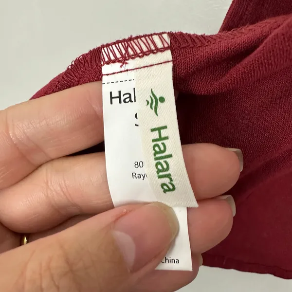 Halara Open Tie Back Burgundy Rayon Athletic Top Size Small Yoga Pilates - Image 5