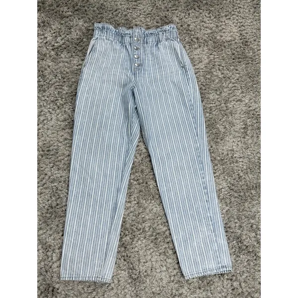 American Eagle Outfitters Women’s Mom Jeans Blue Indigo Stripe Size 10 Long - Image 3