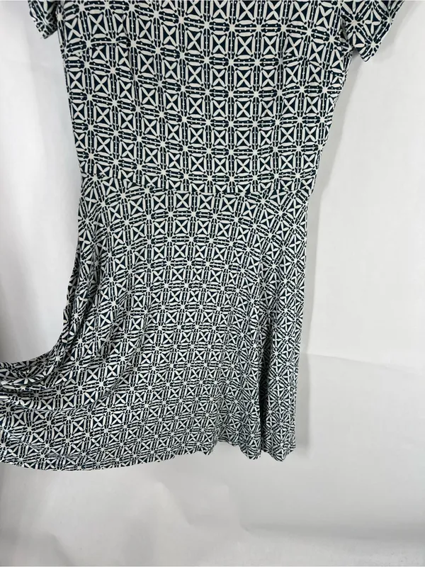 LOFT Geometric Crisscross Back Fit & Flare Dress Blue White Size 0 - Image 5