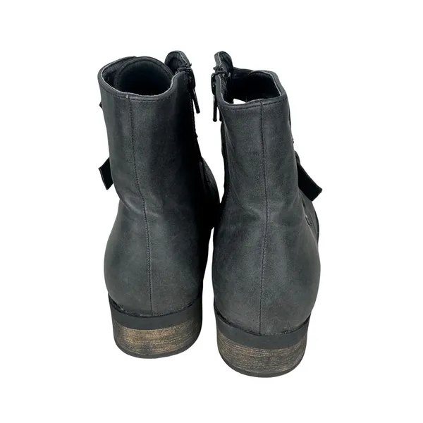 Diba Womens Black Studded Triple Buckle Moto Ankle Boots Size 7.5M Round Toe - Image 3