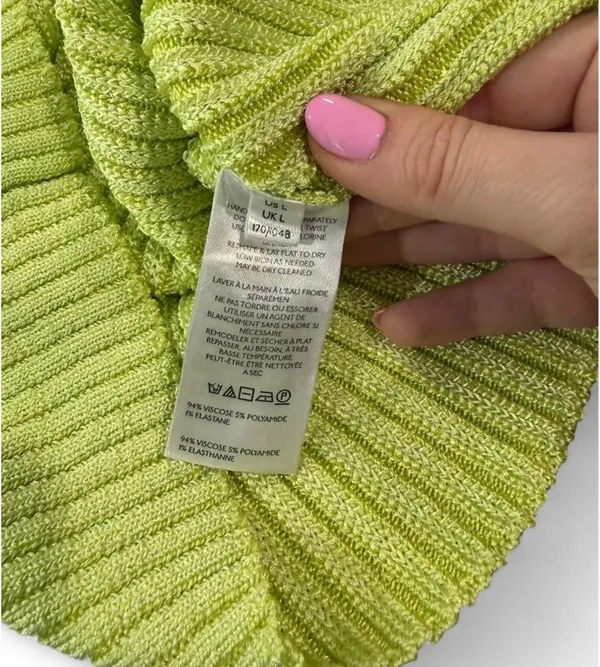 Free People San Lucas Pullover in Sunny Lime Combo Size Large - Image 6