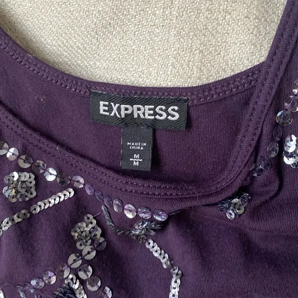 Express size M bejeweled tank in a deep plum - Image 4