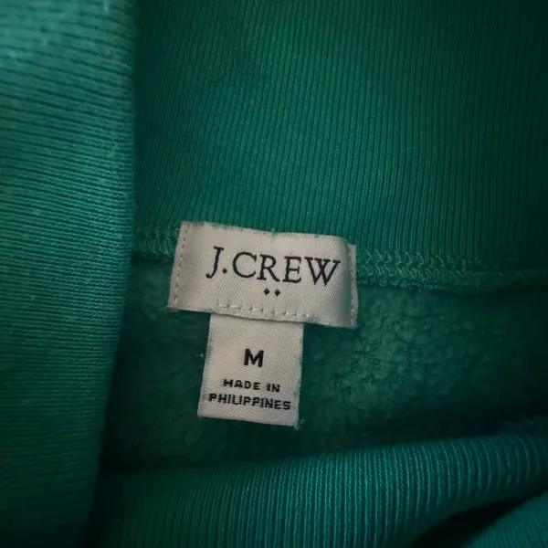 J.Crew Womens Teal Green Button Collar Mock Neck‎ Raglan Sweatshirt Size M - Image 3