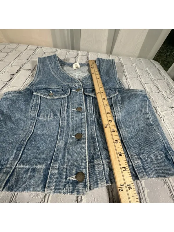GAP Factory Store Denim Vest Womens Size Small 90s Y2K Jean Sleeveless Vintage - Image 8