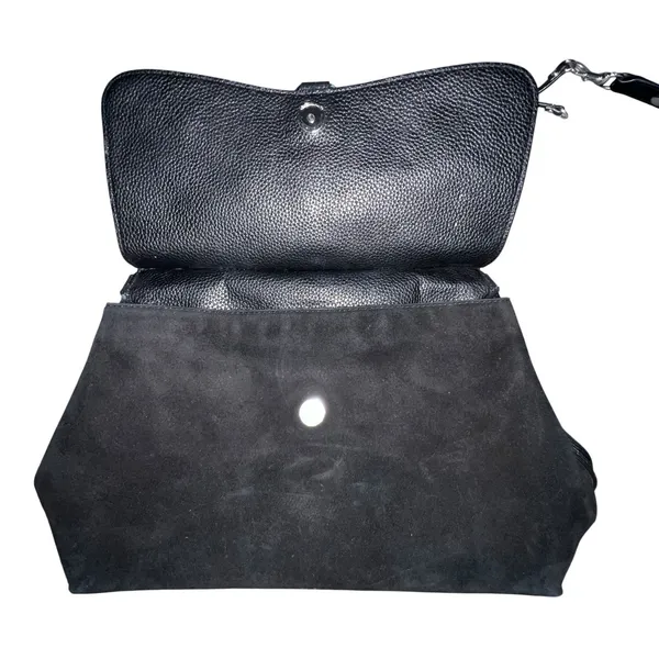 Rebecca Minkoff Medium Keith‎ Suede & Leather Satchel Handbag Crossbody Black - Image 4