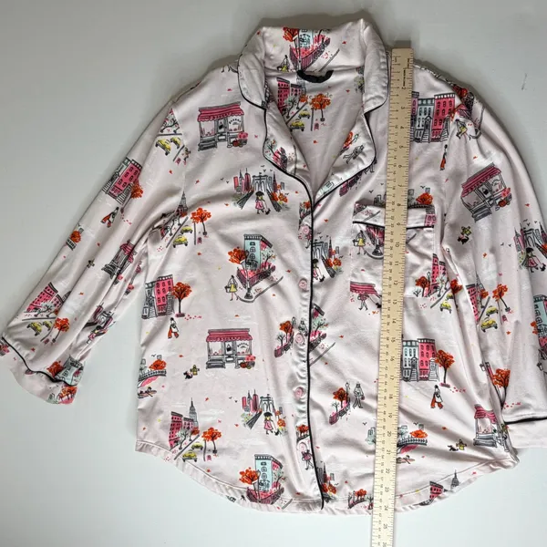 Kate‎ Spade New York Cityscape Pajama Top Small Button Down Lounge Comfy Sleep - Image 8