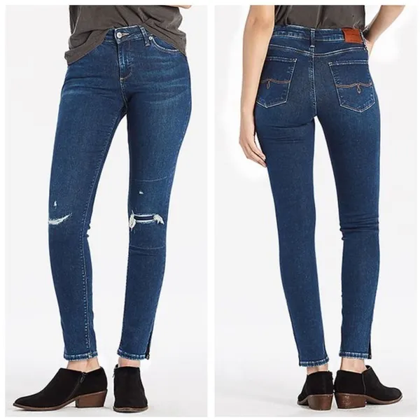 Lucky Brand Lolita Robinson Side-Slit Low Rise Skinny Jeans - Image 2