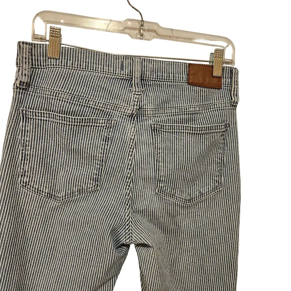 Madewell Blue White Denim Stretch Piper Striped 9" Mid-Rise Skinny Jeans Size 28 - Image 4