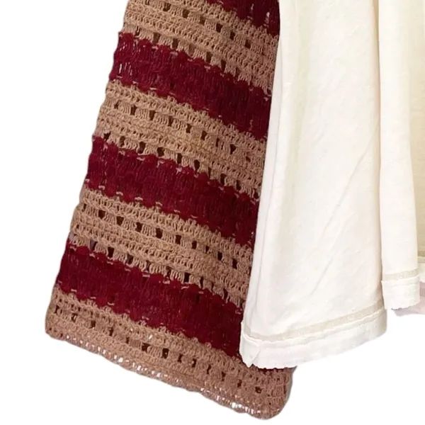 Free People Festival Ready Tee Crochet Sleeve Cream & Rust Knit Top Size Large - Image 5