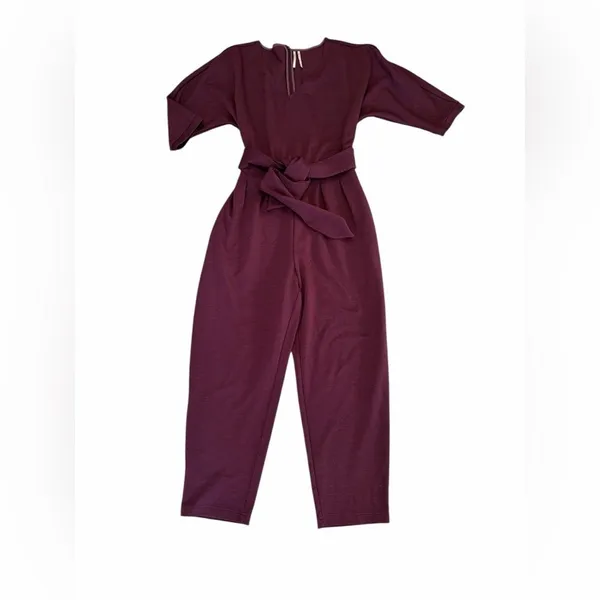 Anthropologie Sutton‎ Ponte Deep Purple Jumpsuit size large - Image 3