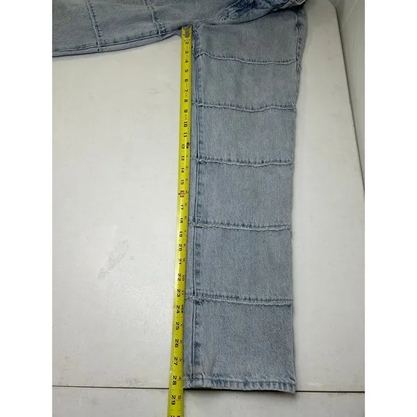 Pacsun Eco Light Blue Frayed Low Rise Straight Leg Jeans Medium Indigo Size 28 - Image 7