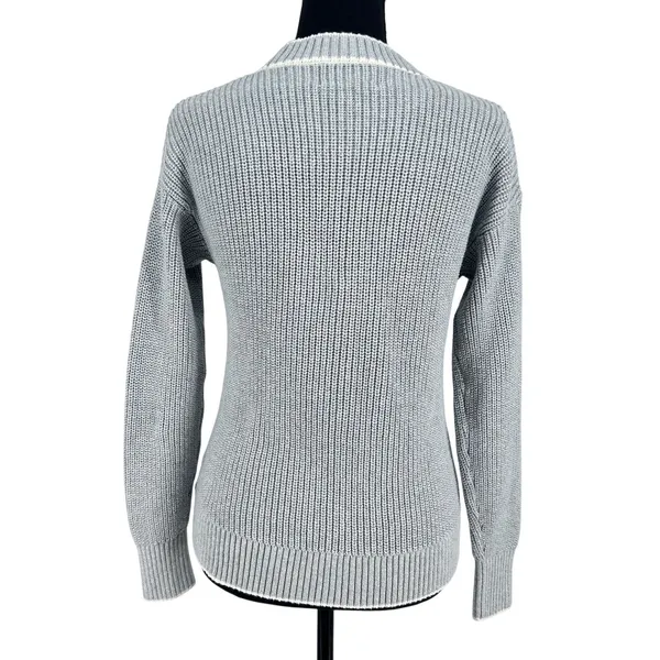 Coquette Chunky Knit‎ Cardigan Blue Gray 100% Cotton Soft Girl Coastal Prep XS - Image 5