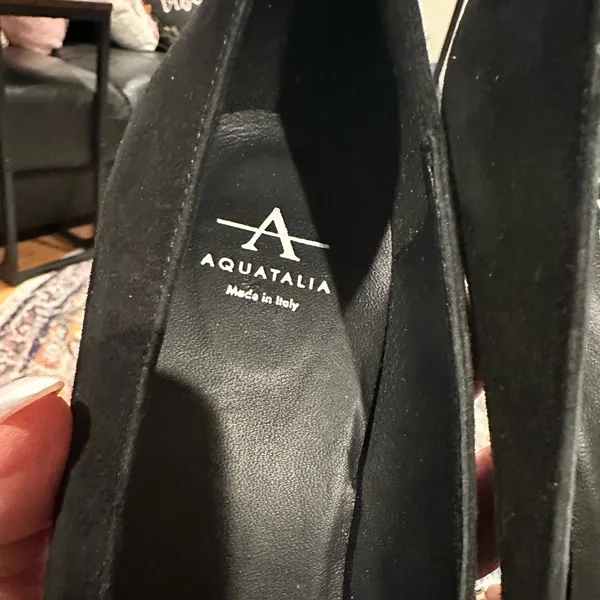 Aquatalia Black Embellished Rhinestone Pointed Toe Pumps Wedding Guest Shoes - Image 7
