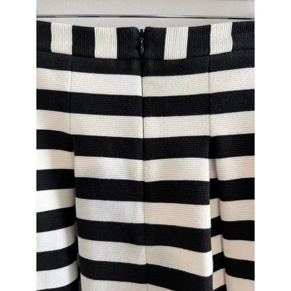 Boden Striped Skirt Woman's Black White Cotton Preppy Minimalist Pockets Size 12 - Image 6