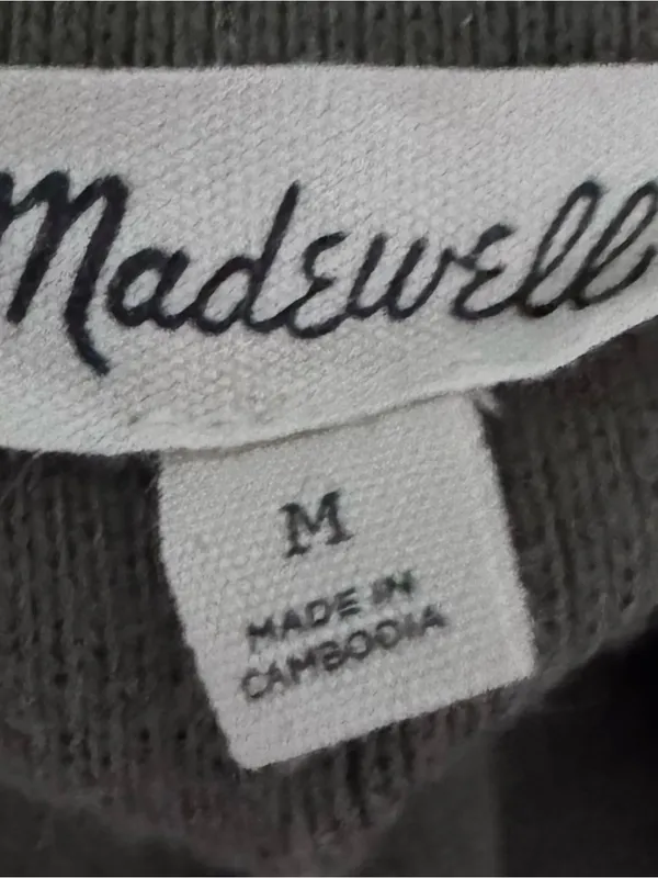 Madewell Ribbed Cotton Zip Front Polo Cardigan Light Sweater Womens Medium Olive - Image 8