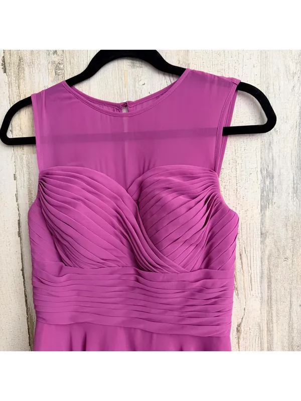 Azazie Women A4 Magenta Pleated Chiffon Fit Flare Formal Dress - Image 11