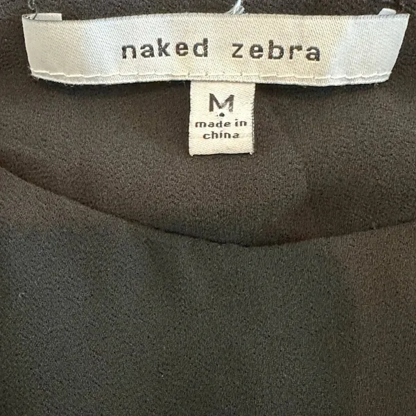 Naked Zebra Black Pleated‎ Cami Peplum Top Elastic Waist Medium - Image 5