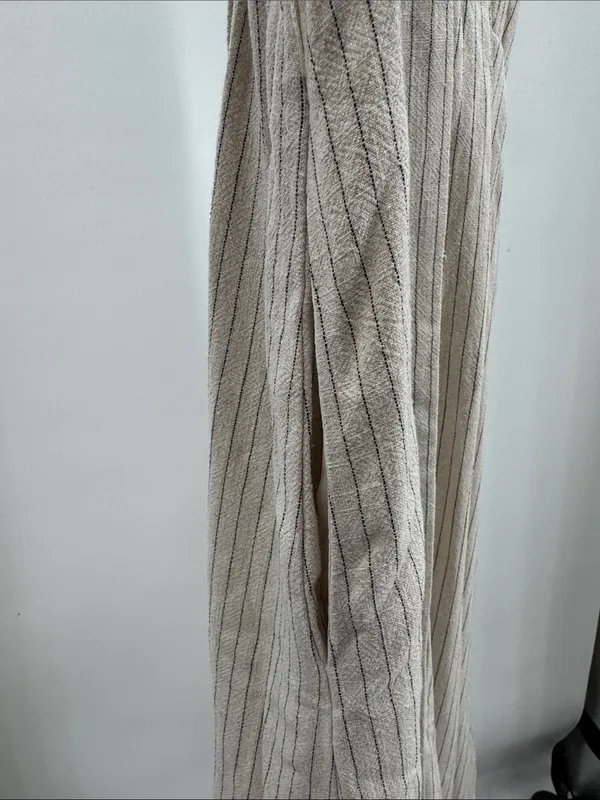 Tuckernuck Cream Black Striped Midi shirt dress linen blend classic neutral M - Image 8