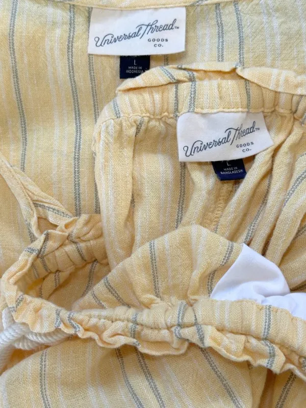 Universal Thread Yellow Striped Linen Shorts Set Size L - Image 12