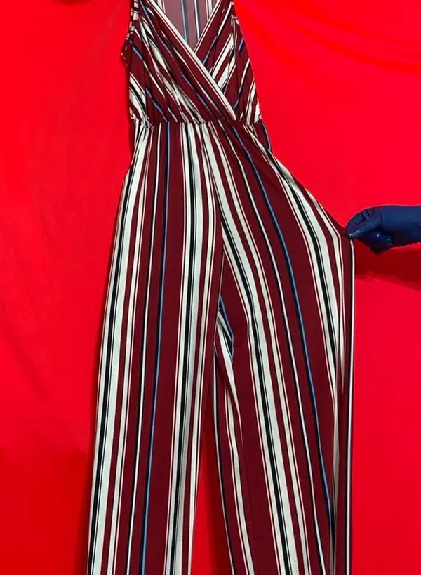 Pink lily red stripped jumpsuit - Image 2