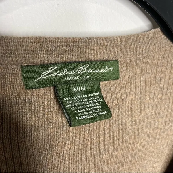 Eddie‎ Bauer tan brown cardigan sweater size medium - Image 2