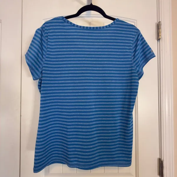 Danskin Womens Striped XL V-Neck Short Sleeve T-Shirt Casual Summer Knit Top - Image 3