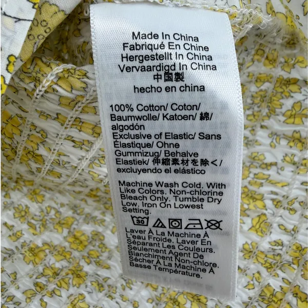 J.Crew Liberty Fabric Floral Puff Sleeve Smocked Crop Top Yellow White Size 8‎ - Image 6