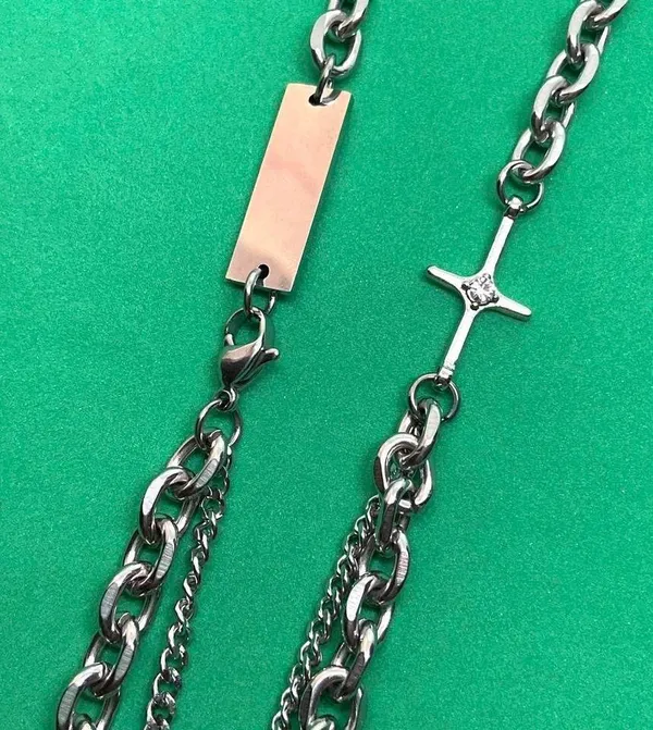 Titanium Steel Layered Cross Pendant Necklace for Men Women,Cross Necklace - Image 2