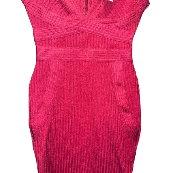 NWT Elegant Burgundy Bandage Dress Size Small - Image 3