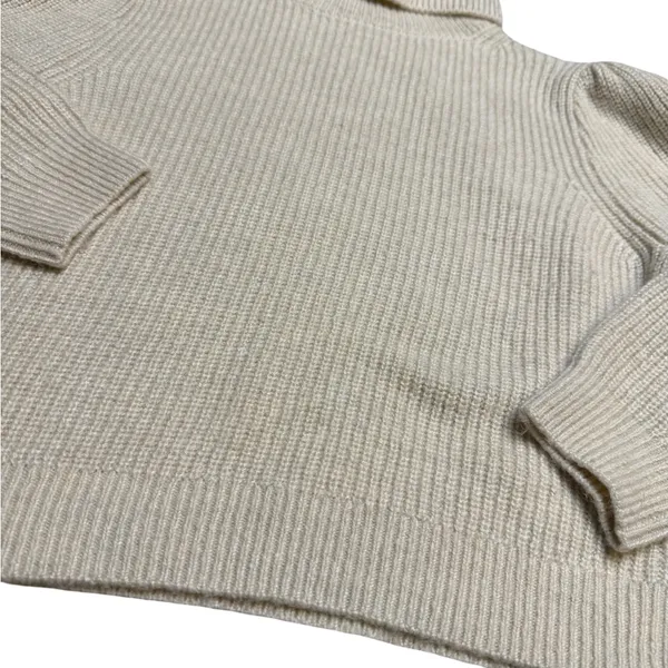 ✨🤍 J.Crew‎ Chunky Ribbed Turtleneck Puff Sleeve Sweater Size M 🤍✨ - Image 3