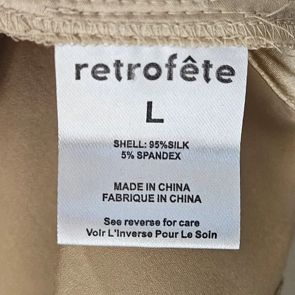 RETROFÊTE Nadia One-shoulder Ruched Stretch-Silk Satin Mini Dress Sz L Champaign - Image 12