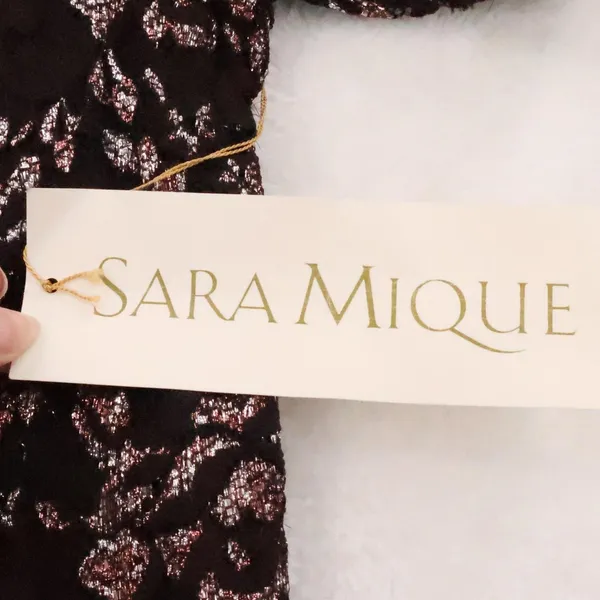 Sara Mique Metallic Lace Mermaid Gown Size S Espresso Brown Rose Gold NYE NWT - Image 5