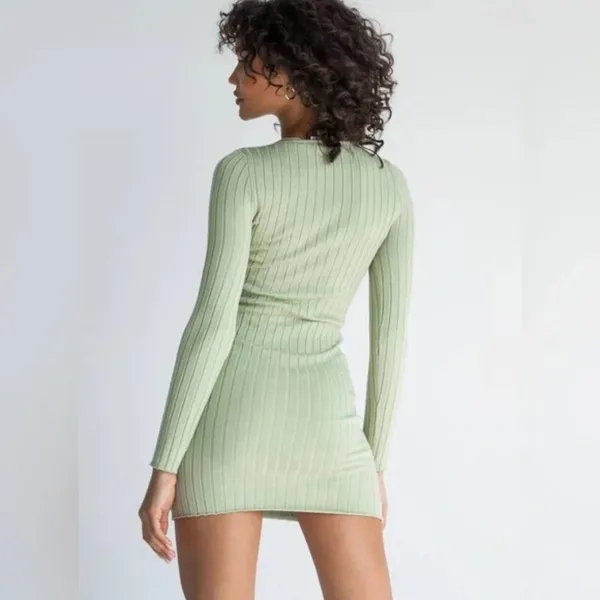 NWT Womens Size Large XL Princess Polly Light Green Ashton Knit Mini Dress NEW - Image 3