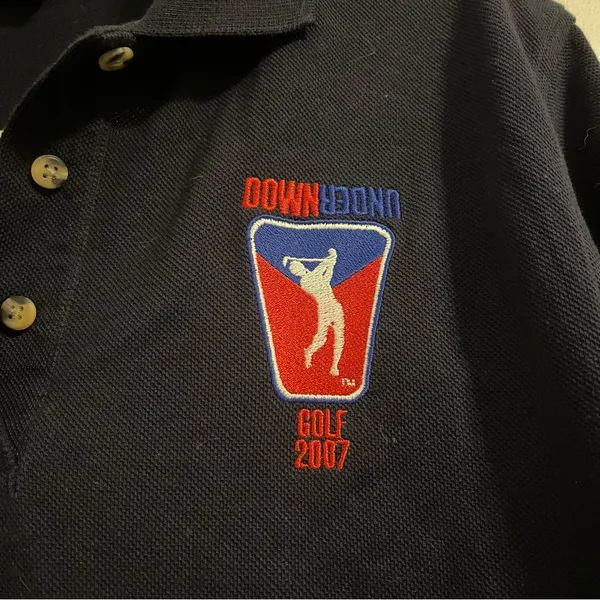 Y2K Navy Blue Golf Polo Shirt with Embroidered Logo women’s medium 2007 vintage - Image 2