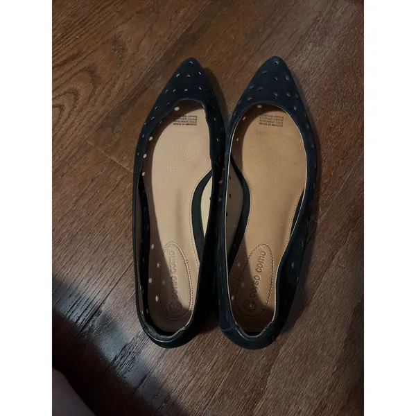 Corso Como‎ Pointed Toe Flats Laser Cut Black Leather Professional Chic 9.5M - Image 2