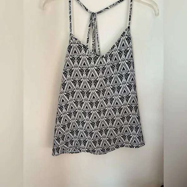Abercrombie & Fitch Black White Geometric Print Tank Small Strappy Back Detail - Image 10
