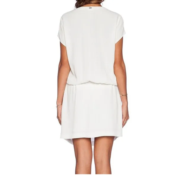 REVOLVE IKKS Dress US 6 EU 38 White Viscose Lace Up Pockets Sporty Casual Chic‎ - Image 5
