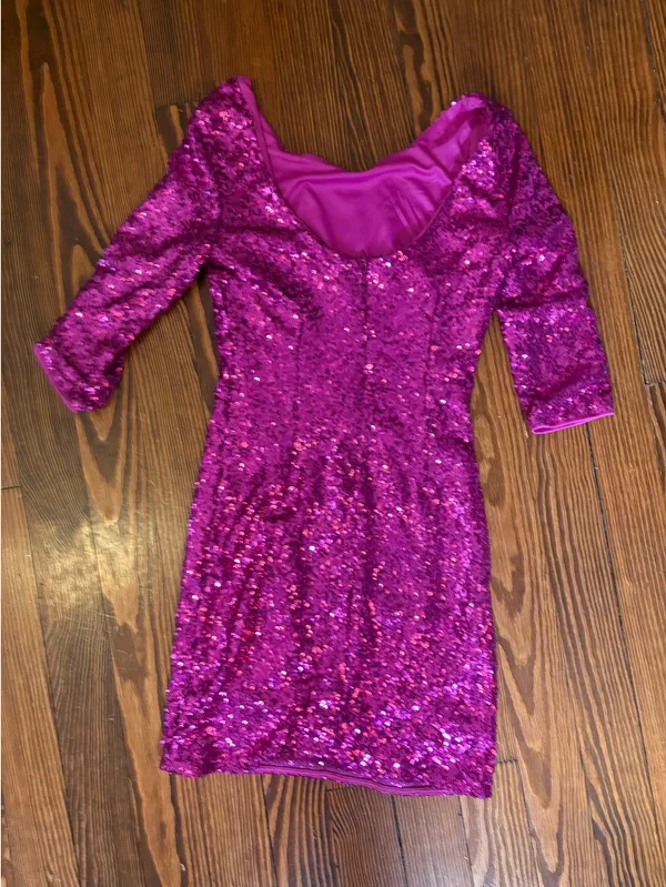 lulus sequined hot pink mini dress - Image 3